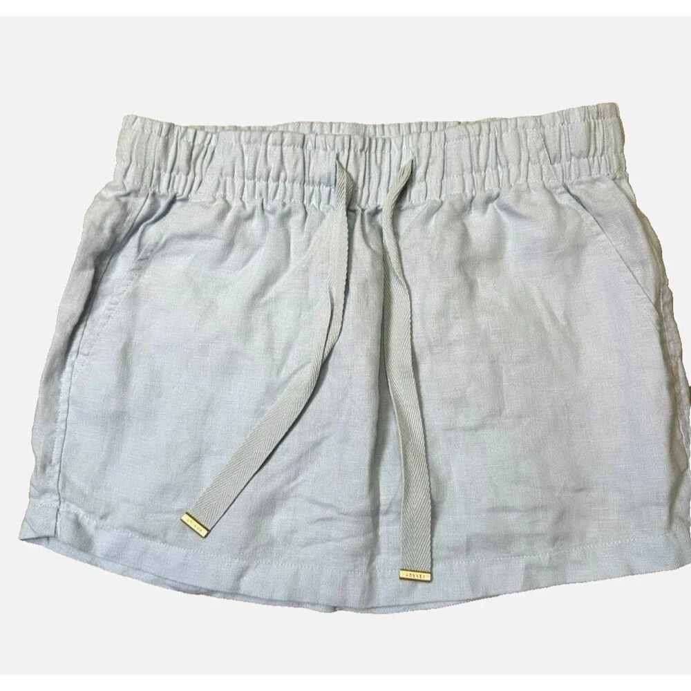 Venroy Linen Mini Skirt Sporty Minimalist 90s Chic Euro Summer Baby Blue XS